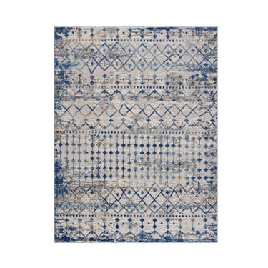 Morrocan Style Rug in Blue/Cream