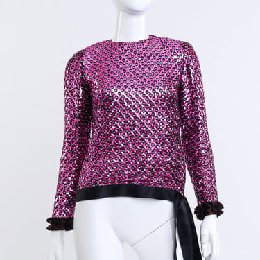 Lattice Sequin Ruffle Top