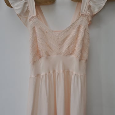 1930s pink rayon slip with lace inserts XS/S 