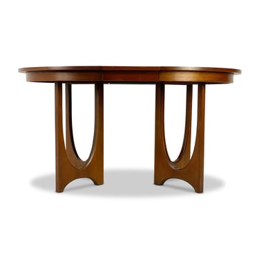 Broyhill Brasilia Round Pedestal Base Dining Table with Leaf, Circa 1960s - *Please ask for a shipping quote before you buy. 