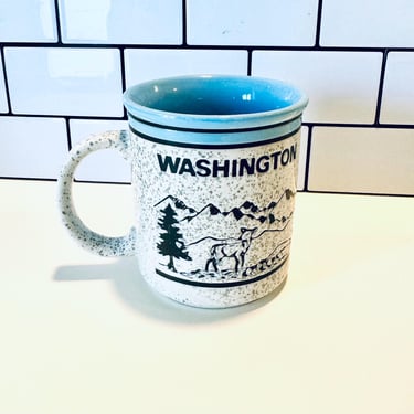 Washington State Souvenir Mug, Travel Mug, State Souvenir Mug, Collector’s Mug, Washington, Baby Blue Coffee Mug, Speckled Mug 