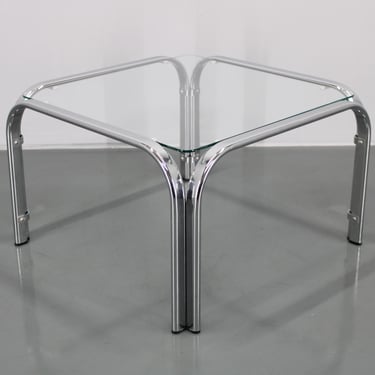 1970s Italian Glass Square Coffee Table 