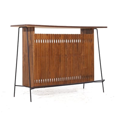 Arthur Umanoff Mid Century Iron, Walnut and Formica Bar 