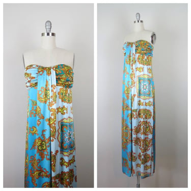 Strapless jersey summer dress, baroque print, cover up, Rubber Ducky Collections 