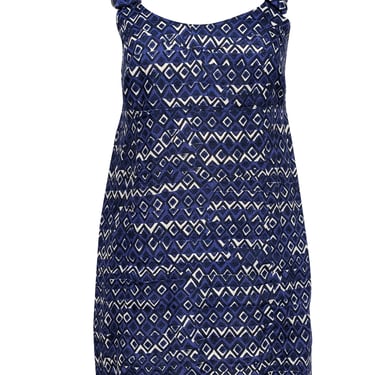 Weekend Max Mara - Blue &amp; Cream Print Sleeveless Dress Sz 4