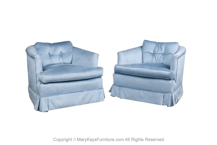 Milo Baughman Style Mid Century Swivel Club Lounge Chairs Pair 