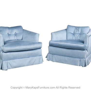 Milo Baughman Style Mid Century Swivel Club Lounge Chairs Pair 