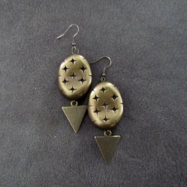Antique bronze brutalist earrings 