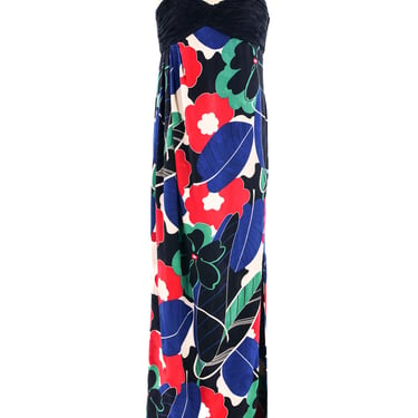 Ungaro Strapless Floral Printed Silk Dress