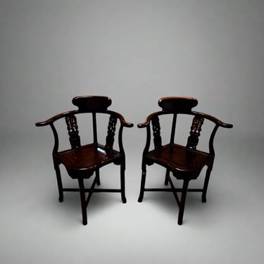 Pair of 2 Carved Rosewood Corner Chairs MF269-15