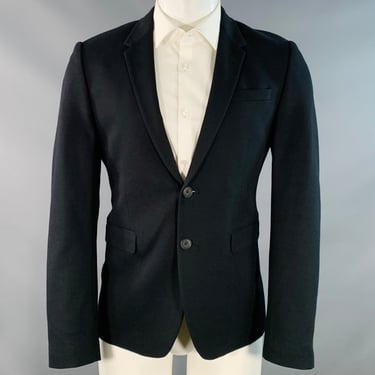 PAUL SMITH Size 40 Black Viscose Cotton Notch Lapel Sport Coat