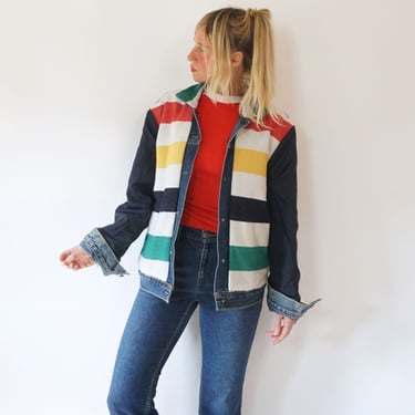 Vintage Levis Hudson Bay Denim Reversible Jacket | Jeans Striped Levis Jacket | Levis Trucker 