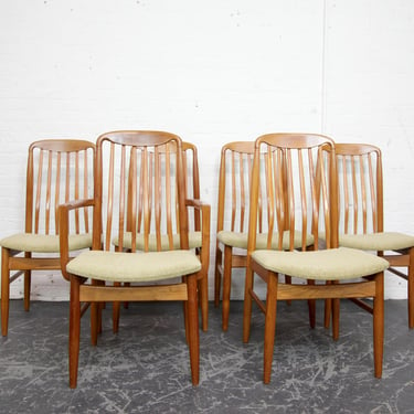 Vintage MCM solid teak set of 6 Benny Linden dining chairs w/ new upholstery | Free delivery only in NYC and Hudson Valley areas 