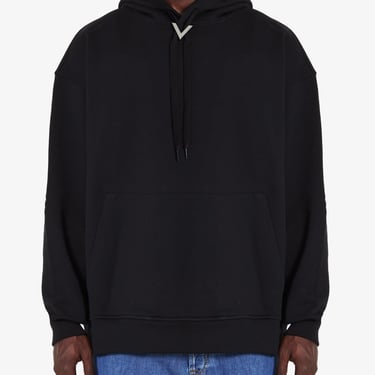 Valentino Garavani Men Hoodie With Metallic V Detail