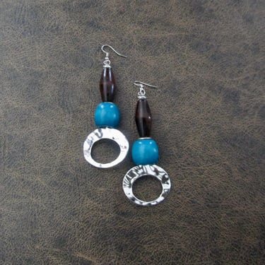 Hammered silver earrings, geometric earrings, unique mid century modern earrings, ethnic earrings earrings, bohemian earrings, statement 199 