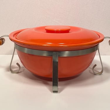 VERY RARE Large Version Fiesta Kitchen Kraft Red Casserole & Cradle 