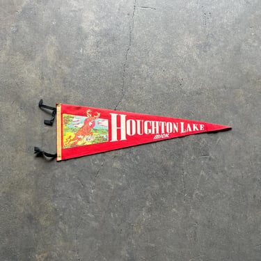 Vintage Houghton Lake, Michigan Felt Pennant 