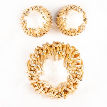 SCHRAGER Faux Pearl Set - Brooch and Earrings