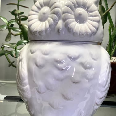 White Ceramic Owl Cookie Jar 