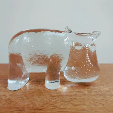 Vintage Boda Zoo Series | Glass Flodhäst Hippo | Bertil Vallien | 70s 