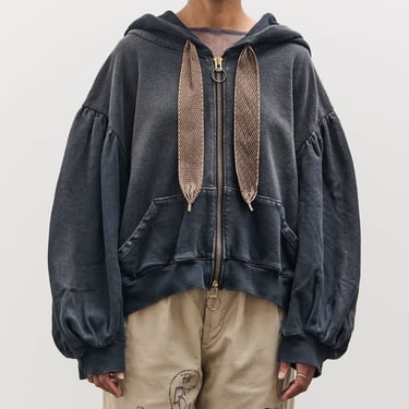 Kapital SWT Knit Gathered Sleeve DEVIL Hoodie Blouson, Black