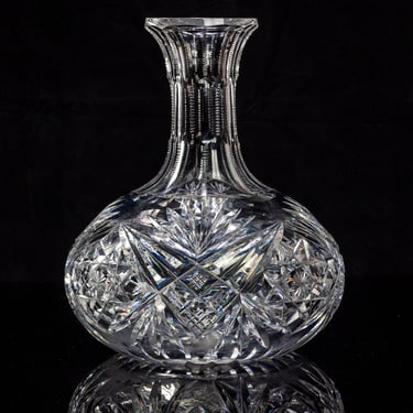 Antique Hawkes Crystal Vase | Crystal Cut American Brilliant Flower Vase | 