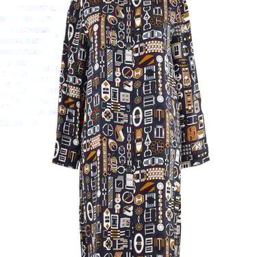 Hermes Buckle Print Silk Shirt Dress