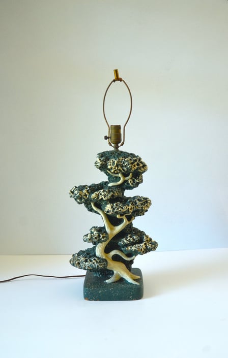 Mid-Century 1950's Chalkware Bonsai Tree Lamp by Reglor of California 