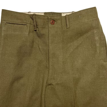 Vintage WWII US Army OD Wool Field Trousers / Pants ~ measure 30 Waist ~ Button-Fly ~ Military Uniform ~ 1940s / 40s ~ 