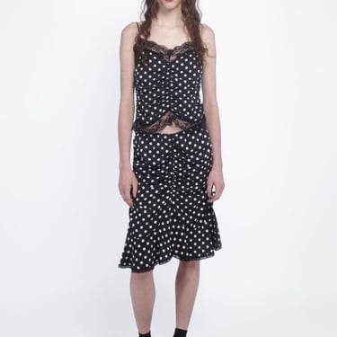 Anna Sui Polka Dot Ruched Skirt - Black Multi