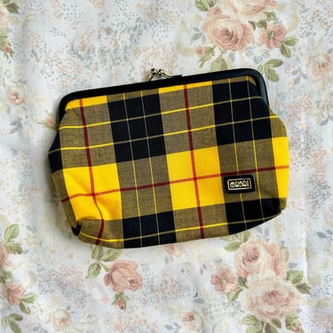 1990's Yellow Plaid Kiss Lock Coin Purse 