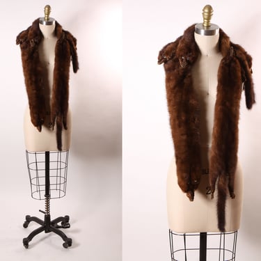 1950s Brown Mink Fur Four Piece Pelt Wrap 