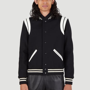 Saint Laurent Men Teddy Varsity Bomber Jacket