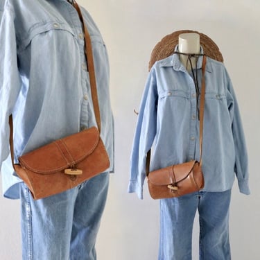 leather barrel crossbody bag - vintage honey thick sturdy leather shoulder purse small minimal rustic 