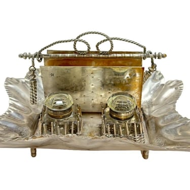 Late 1800's Double Ink Well & Letter Holder- From Agne's Moorehead Estate 
