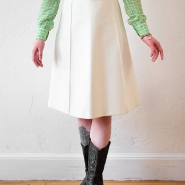 Vintage Prada Neoprene Structured White A-Line Skirt M
