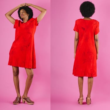 Vintage 90's Red Floral Midi Dress (M) 