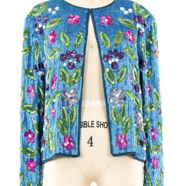 Mary McFadden Sequin Embellished Floral Jacket