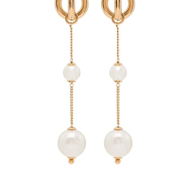 Ferragamo Women Double Pearl Gancini Pendant Earrings