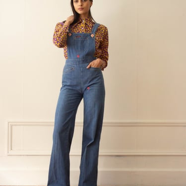 1970s Landlubber Denim Bell Bottom Overalls 