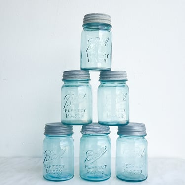 Pint Blue Ball Jar Number 3 Number 5 Blue Canning Jar Mason Jar Atlas Jar Modern Farmhouse Kitchen Storage Decor Quart Ball Wedding Decor 