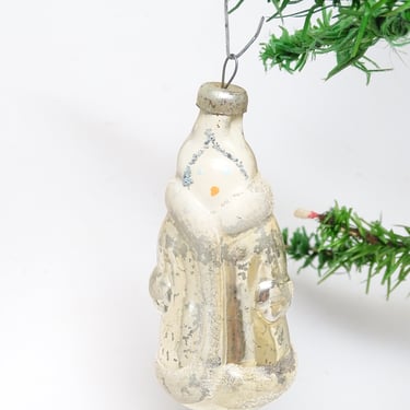 Vintage 1950's Russian Snow Queen Mercury Glass Christmas Tree Ornament, Antique New Year Decor 