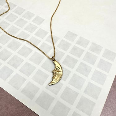 14k Gold Vintage Moon Necklace