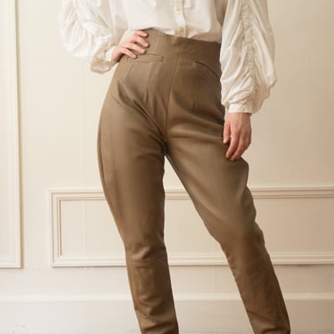1980s Maxfield Parrish Leather Jodphur Style Trousers 