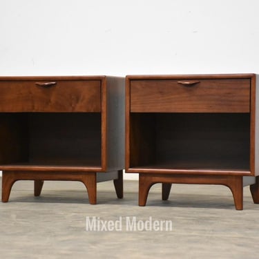 Refinished Walnut Nightstands by Lane Perception - A Pair 