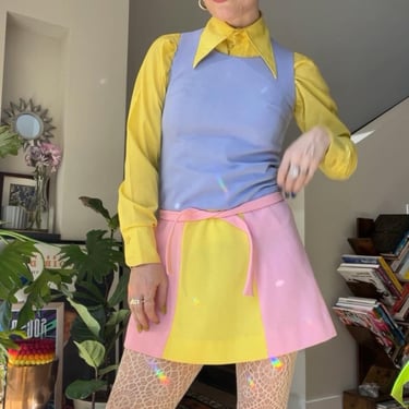 VTG 60s Gay Gibson Pastel Micro Mini Dress 