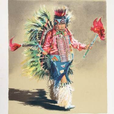 Native American Boy Lithograph by John Bruce 