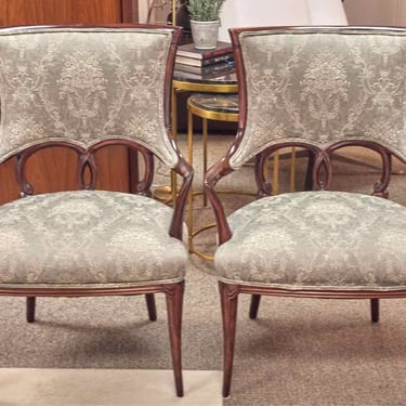 Pair of Wooden Frame Arm Chairs
