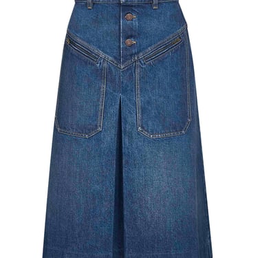 Chloé Women Blue Denim Knee Length Skirt