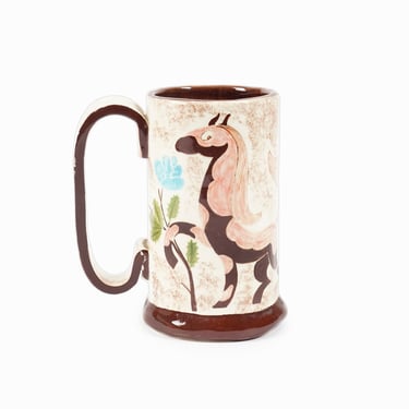 Mid Century Ceramic Mug Cup Horse Motif 